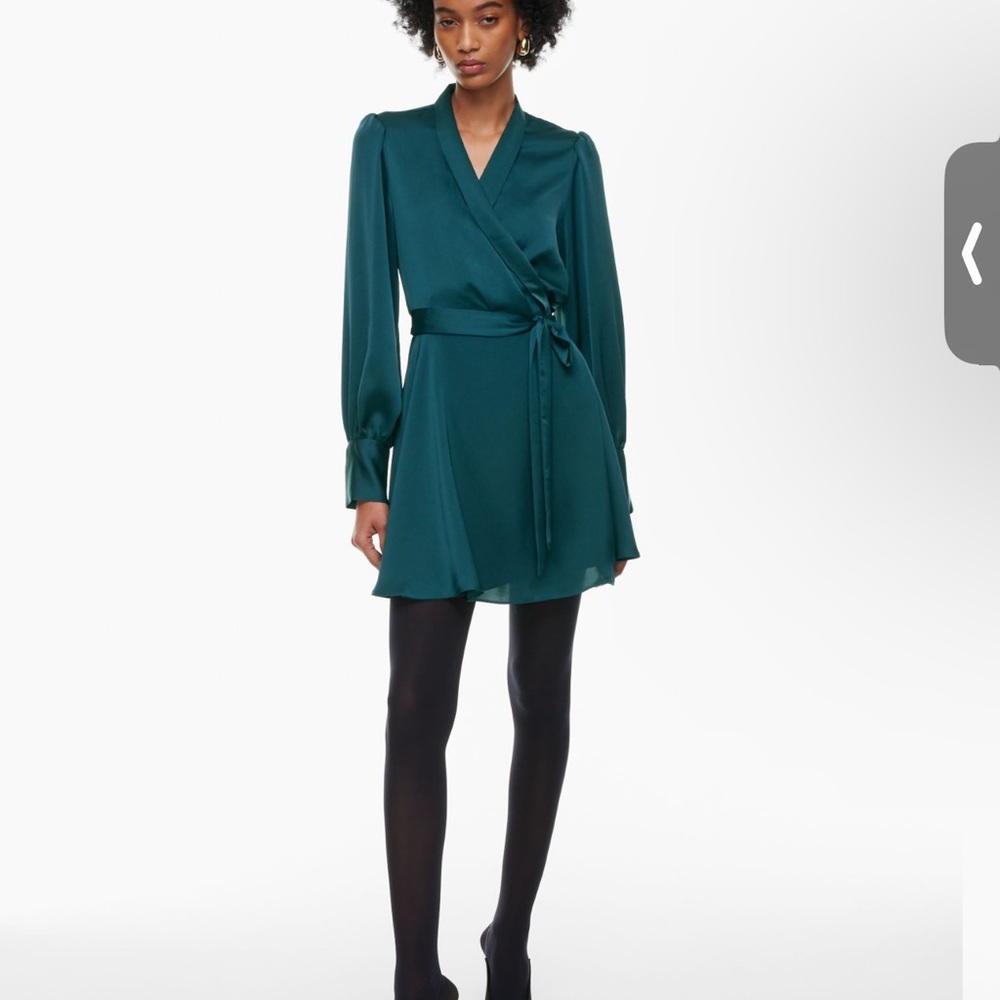 Aritzia Babaton Hyde Satin Minidress, Deep Pandora Green, Large, Worn Once